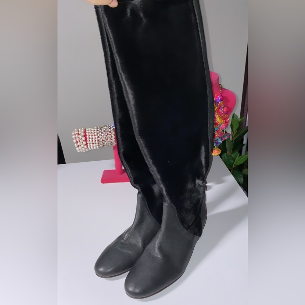 Knee High Calf Hair Lanvin Boots